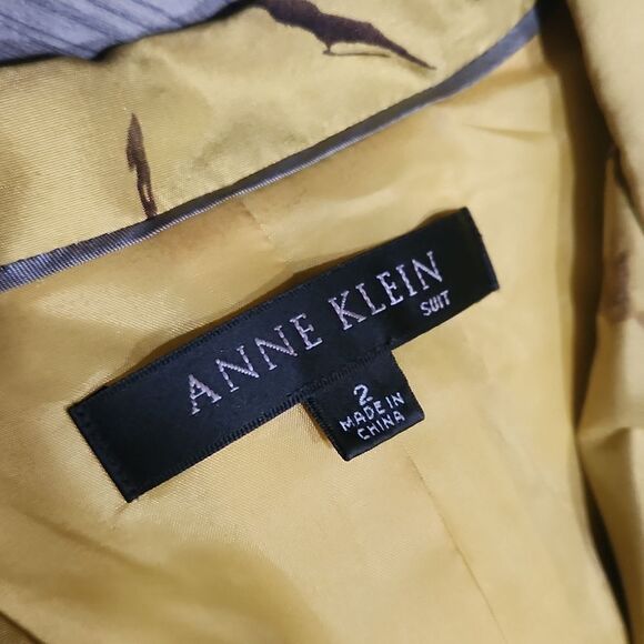 Anne Klein Mustard Gold w/Plum Abstract Design Silk Dress Jacket - Picture 3 of 9
